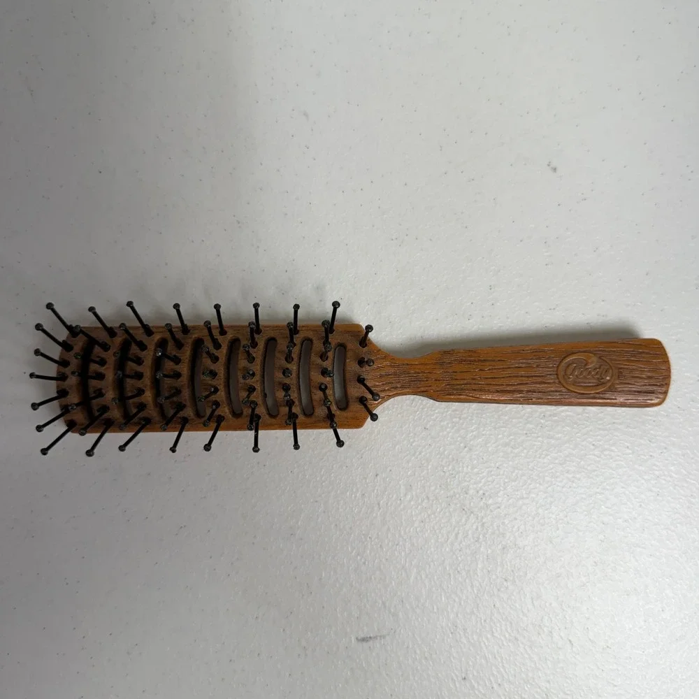 Vintage GOODY USA Faux Wood Grain Vented Styling Hair Brush Ball Tipped 6